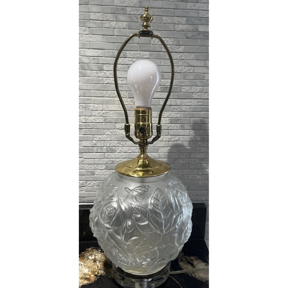 Rare Lang Levin Studios Chicago Mid Century Modern Glass Table Lamp 19.5"x8"